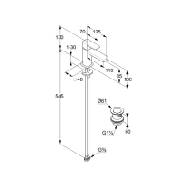 Baterie lavoar Kludi, Renon 85, cu ventil click-clack, alb mat